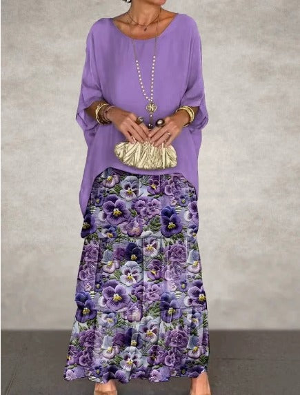 Purple with flowers / S